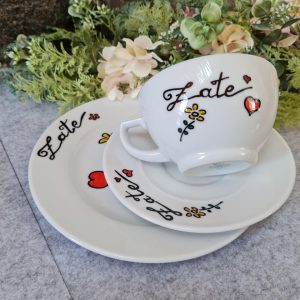 Skodelica z dvema krožnikoma za Valentinovo ZATE - veliki